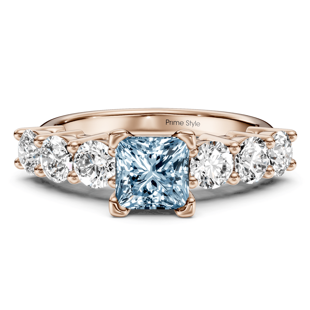 2.60 - 5.60 CT Round Cut Fancy Blue Diamonds - Engagement Ring - Primestyle.com