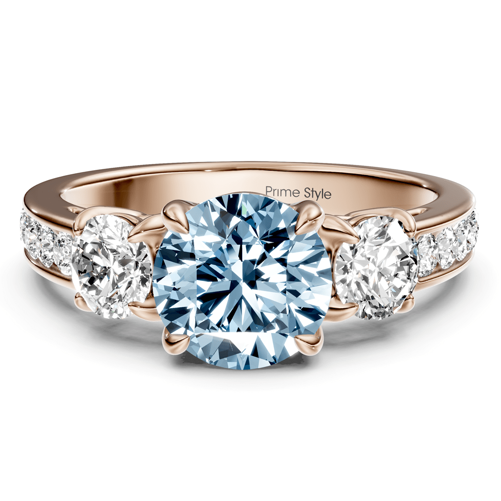 1.75 - 4.75 CT Round Cut Fancy Blue Diamonds - Engagement Ring - Primestyle.com