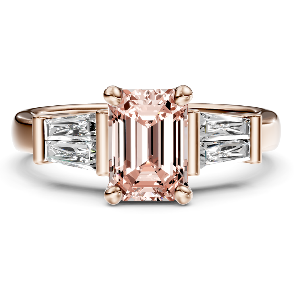 1.40-4.40 CT Emerald & Taper Cut Fancy Pink Diamonds - Engagement Ring