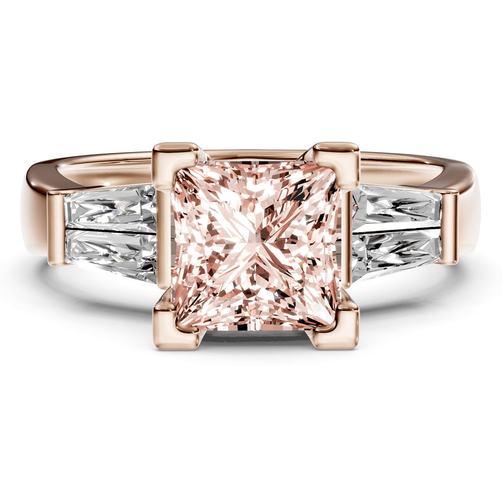 1.40-4.40 CT Princess & Taper Cut Fancy Pink Diamonds - Engagement Ring
