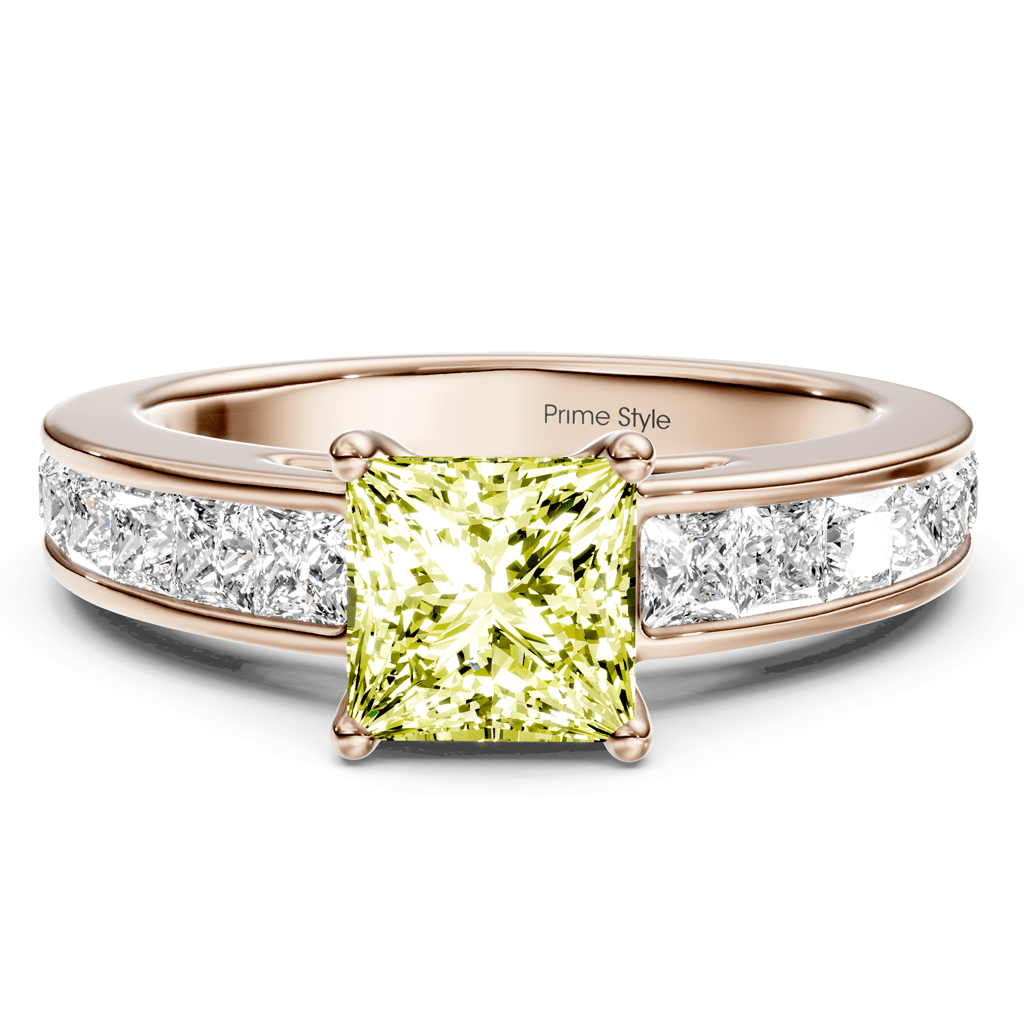 2.25 - 5.25 CT Princess Cut Fancy Yellow Diamonds - Engagement Ring - Primestyle.com