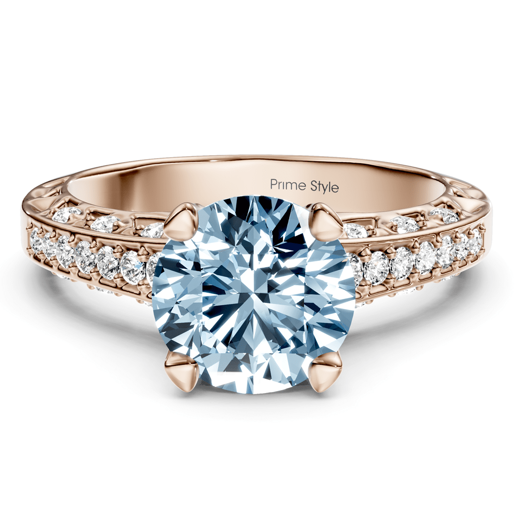 1.25-4.25 CT Round Cut Fancy Blue Diamonds - Engagement Ring