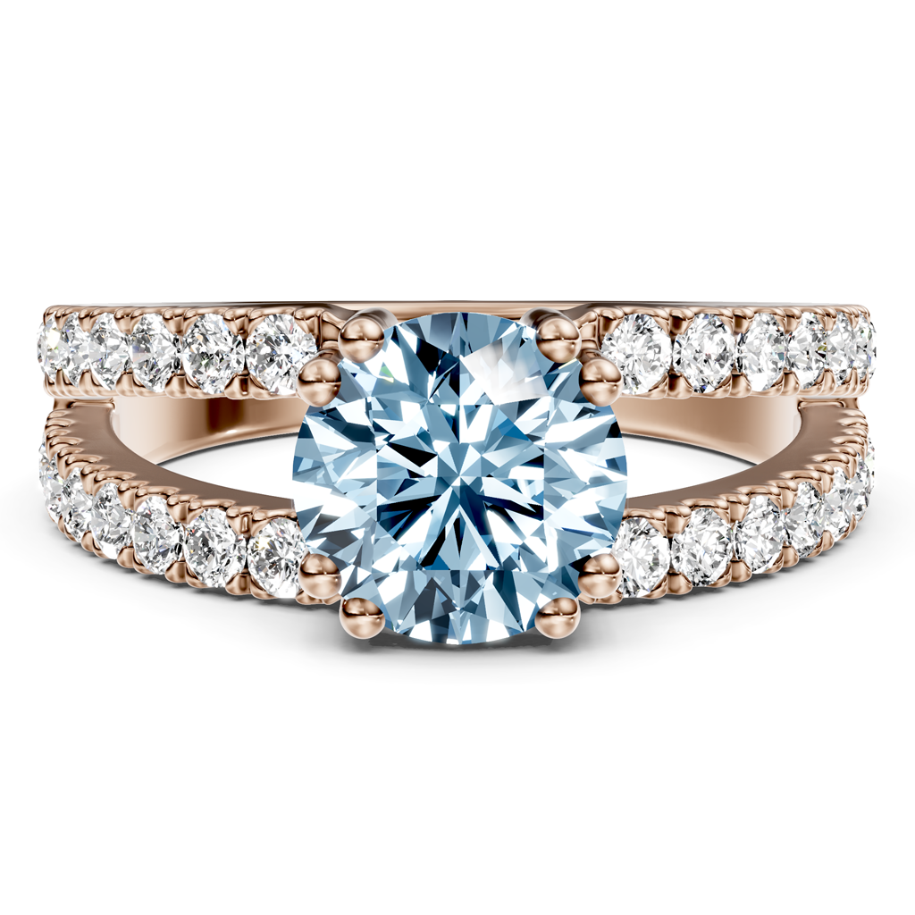 1.70-4.70 CT Round Cut Fancy Blue Diamonds - Engagement Ring