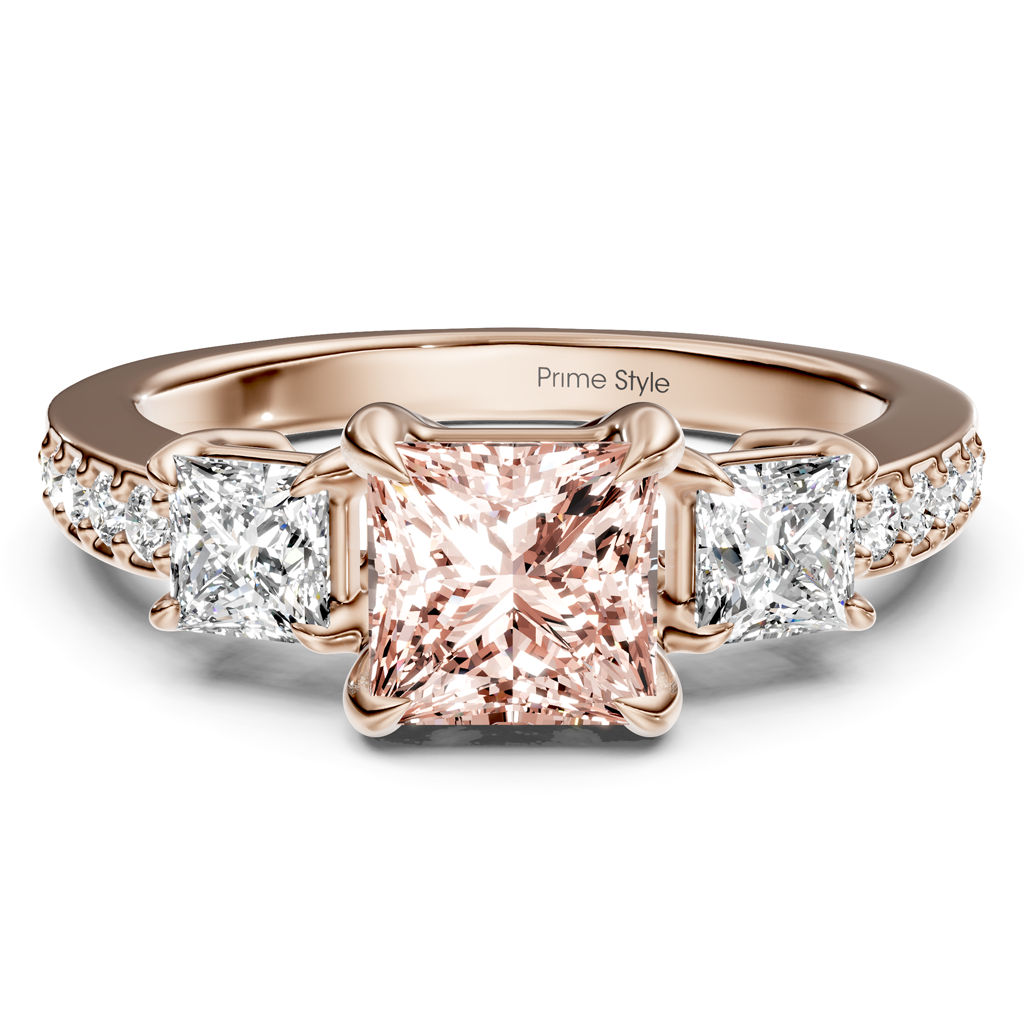 1.85-4.85 CT Princess & Round Cut Fancy Pink Diamonds - Engagement Ring