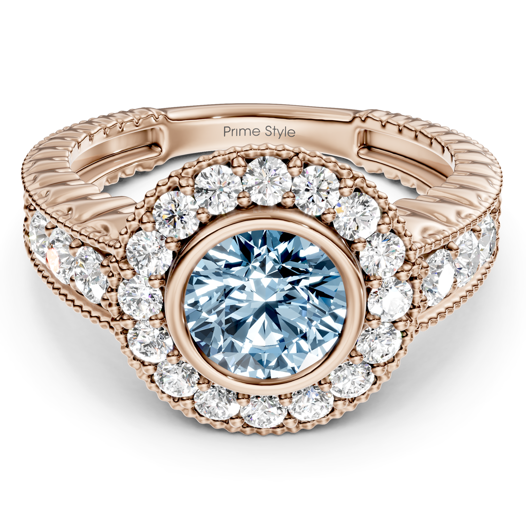 1.50-4.50 CT Round Cut Fancy Blue Diamonds - Engagement Ring