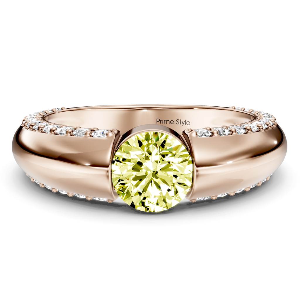 1.65-4.65 CT Round Cut Fancy Yellow Diamonds - Engagement Ring