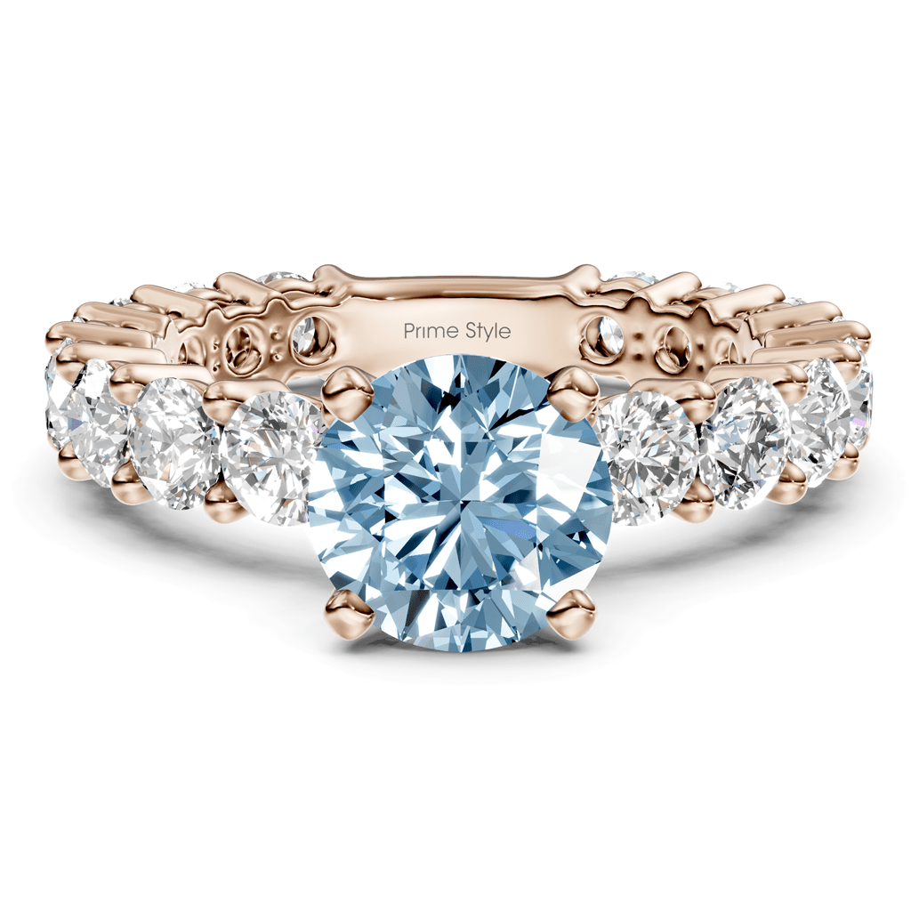 3.25-6.25 CT Round Cut Fancy Blue Diamonds - Engagement Ring