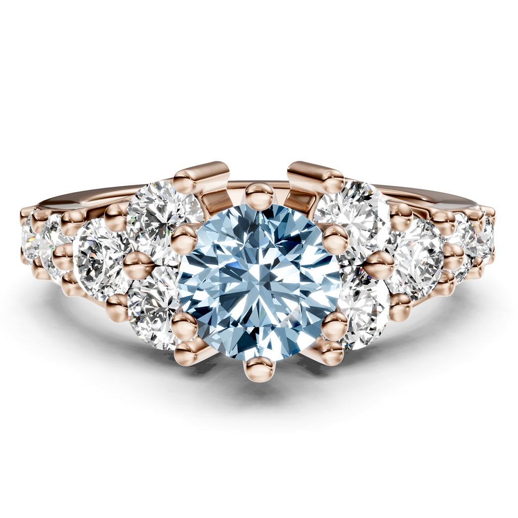 2.40-5.40 CT Round Cut Fancy Blue Diamonds - Engagement Ring