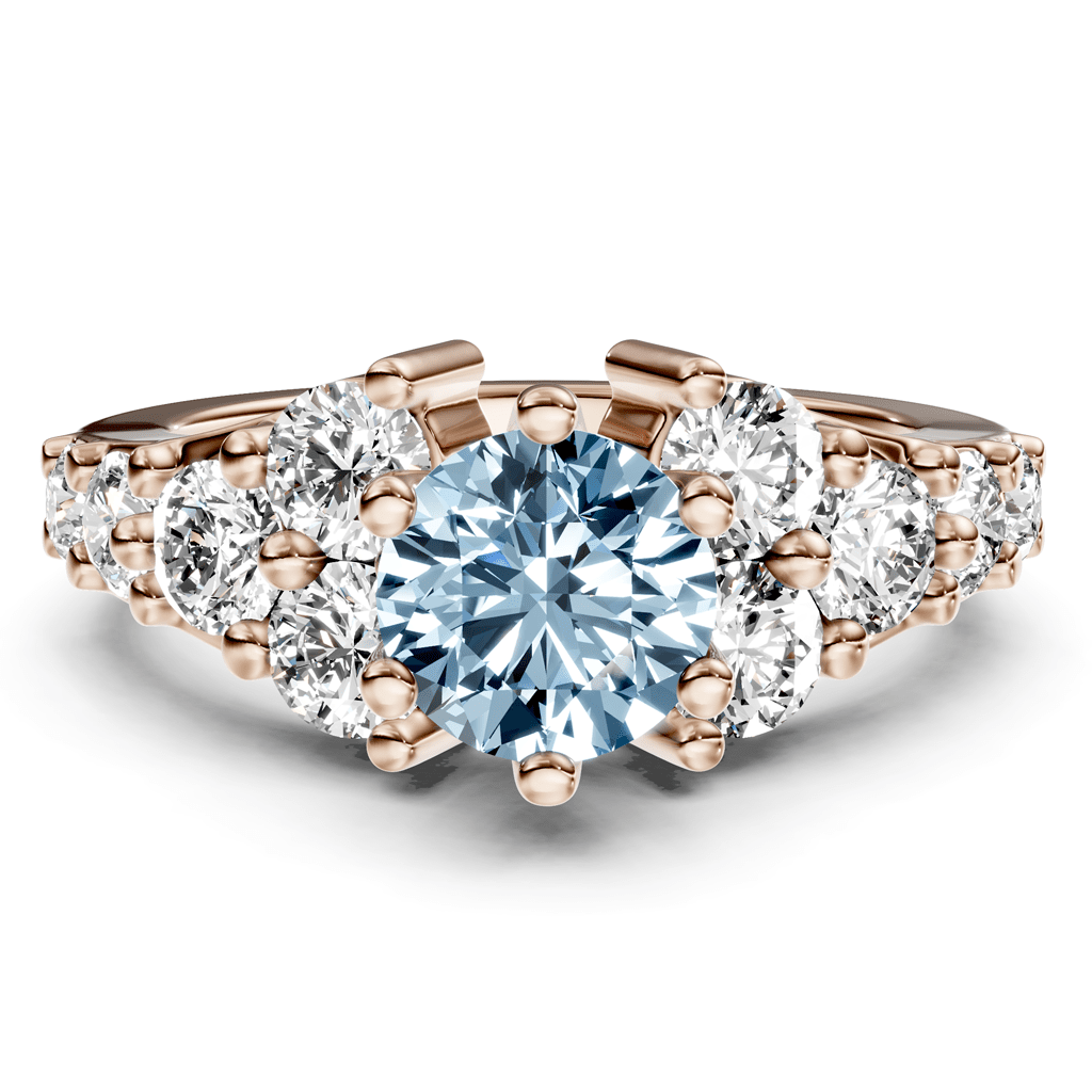 2.40-5.40 CT Round Cut Fancy Blue Diamonds - Engagement Ring