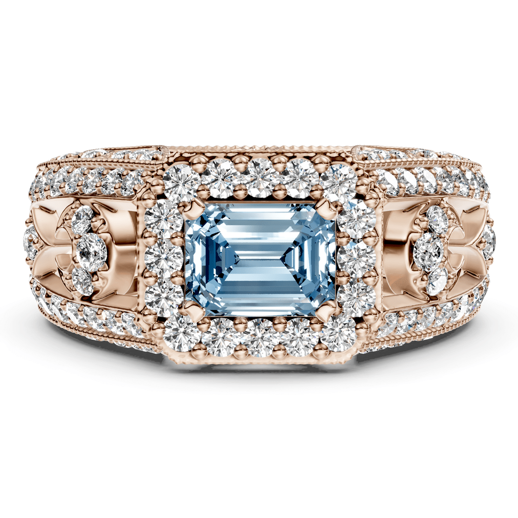1.95 - 4.95 CT Emerald & Round Cut Fancy Blue Diamonds - Engagement Ring - Primestyle.com