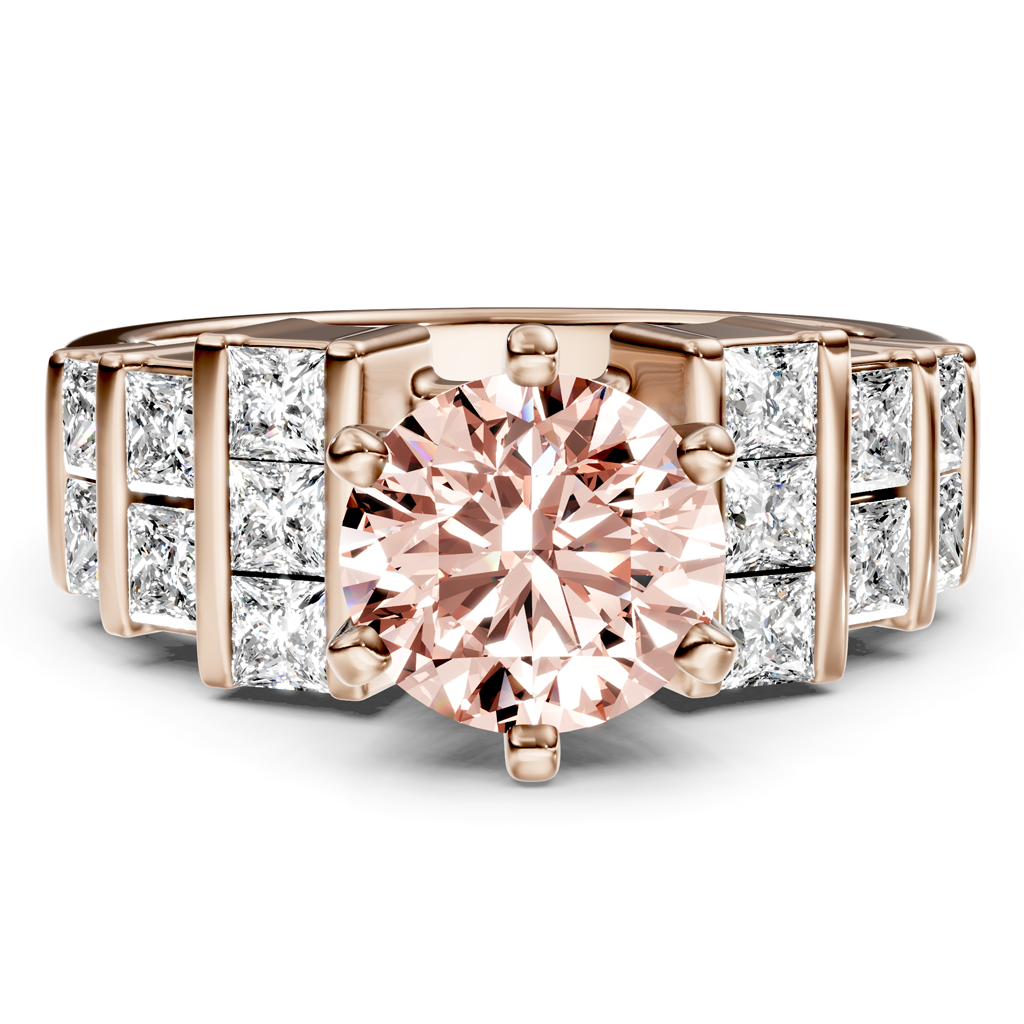 2.20-5.20 CT Princess & Round Cut Fancy Pink Diamonds - Engagement Ring