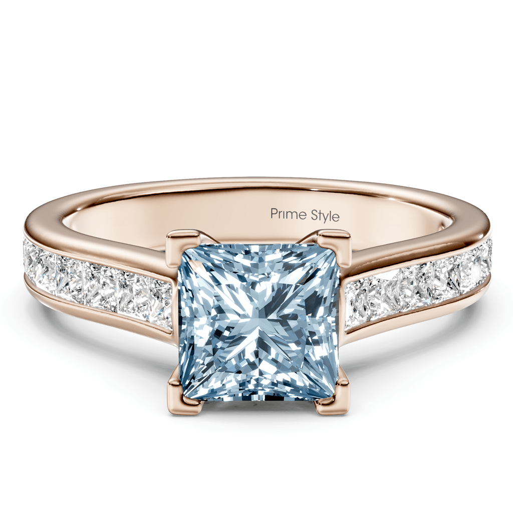 1.80 - 4.80 CT Princess Cut Fancy Blue Diamonds - Engagement Ring - Primestyle.com