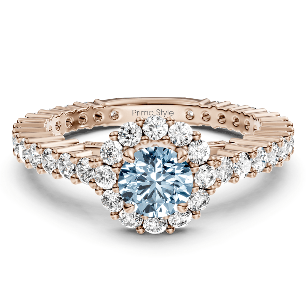 1.85 - 4.85 CT Round Cut Fancy Blue Diamonds - Engagement Ring - Primestyle.com
