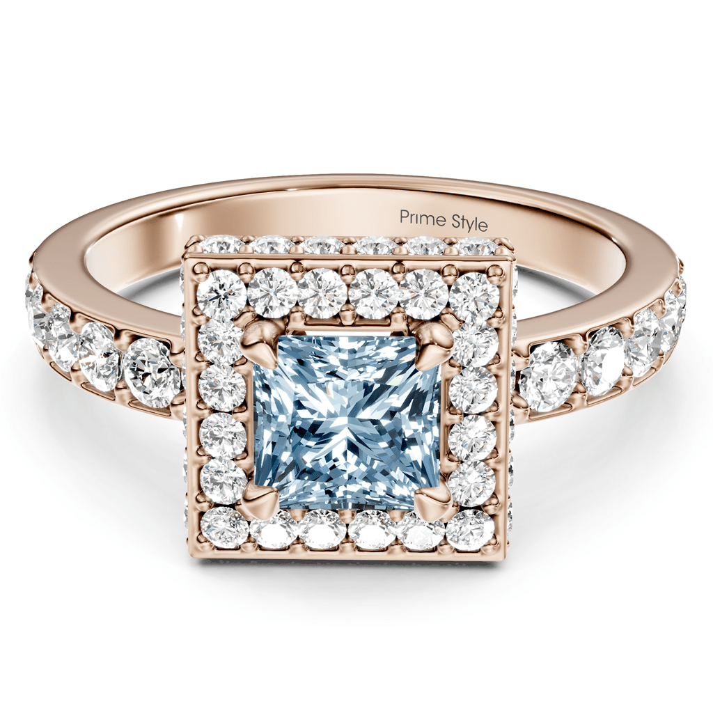 2.00 - 5.00 CT Princess & Round Cut Fancy Blue Diamonds - Engagement Ring - Primestyle.com