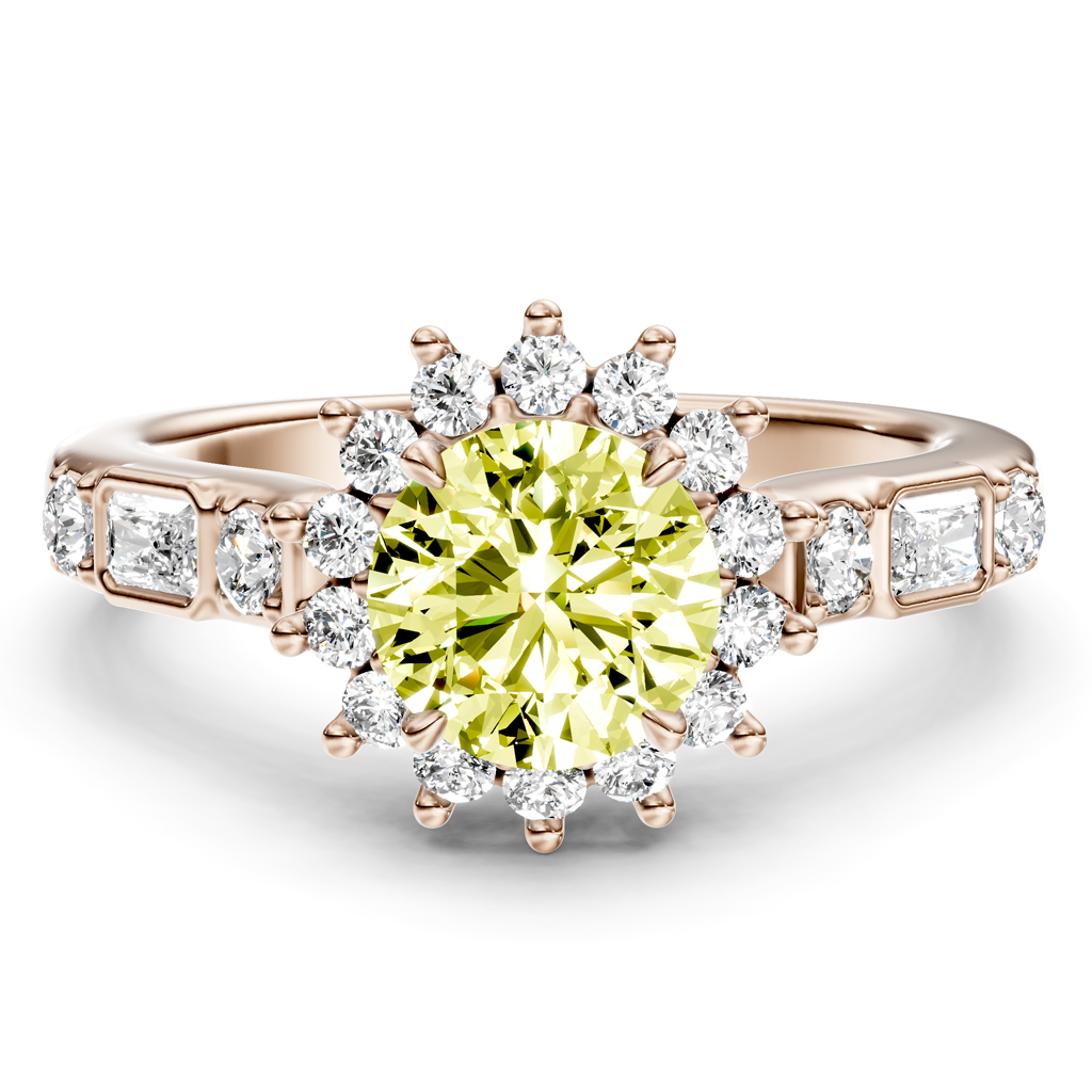 1.57-4.57 CT Radiant & Round Cut Fancy Yellow Diamonds - Engagement Ring