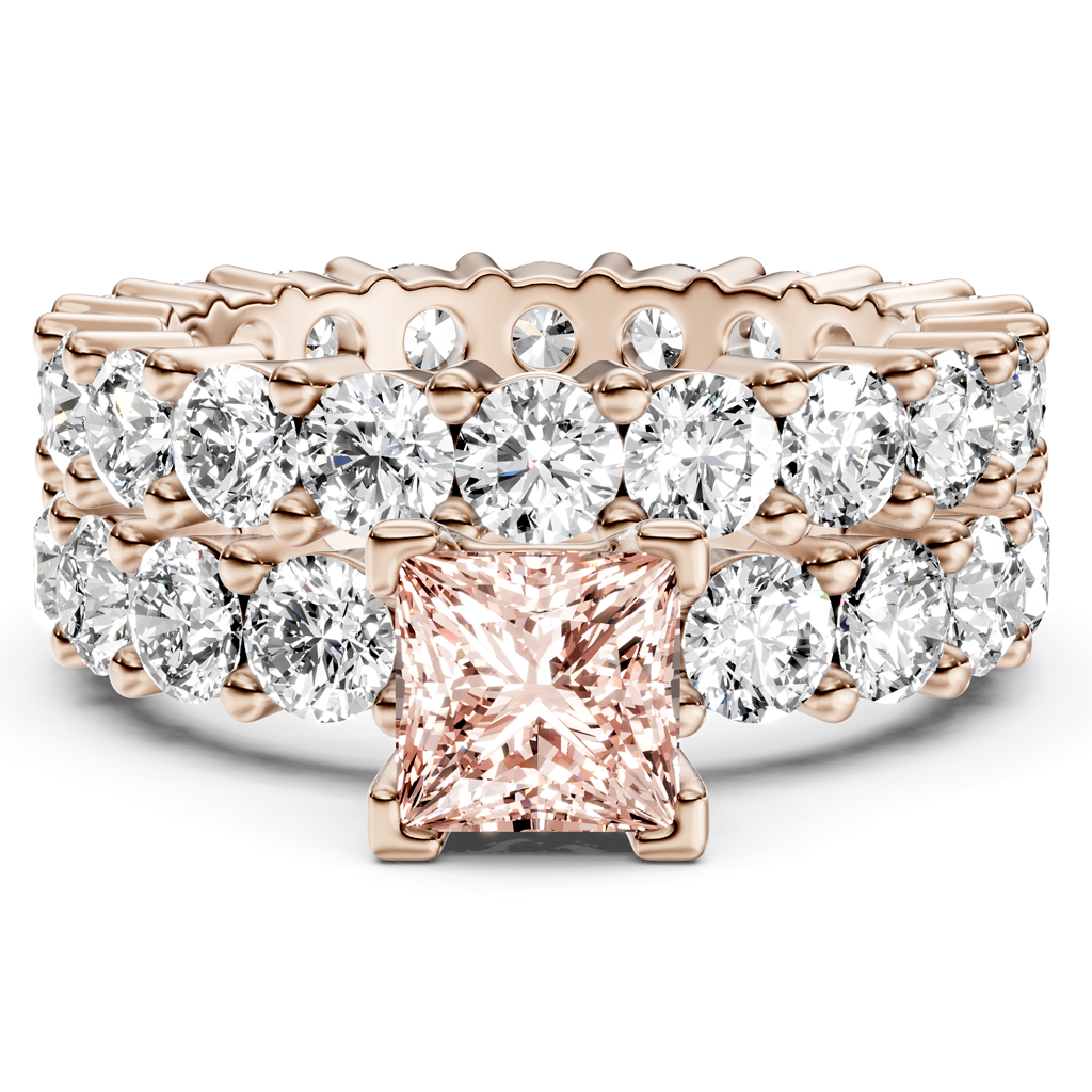 6.30-9.30 CT Princess & Round Cut Fancy Pink Diamonds - Bridal Set