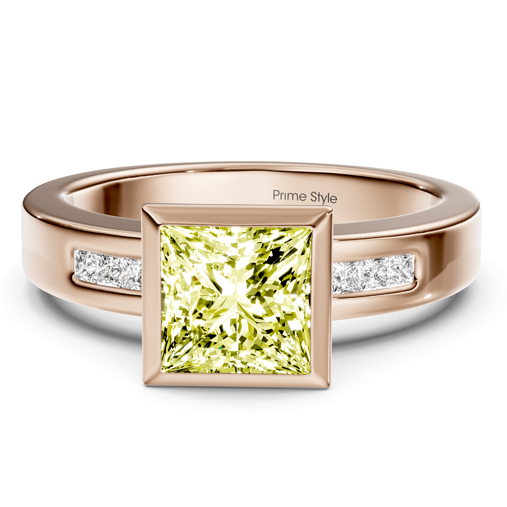 1.20 - 4.20 CT Princess Cut Fancy Yellow Diamonds - Engagement Ring - Primestyle.com