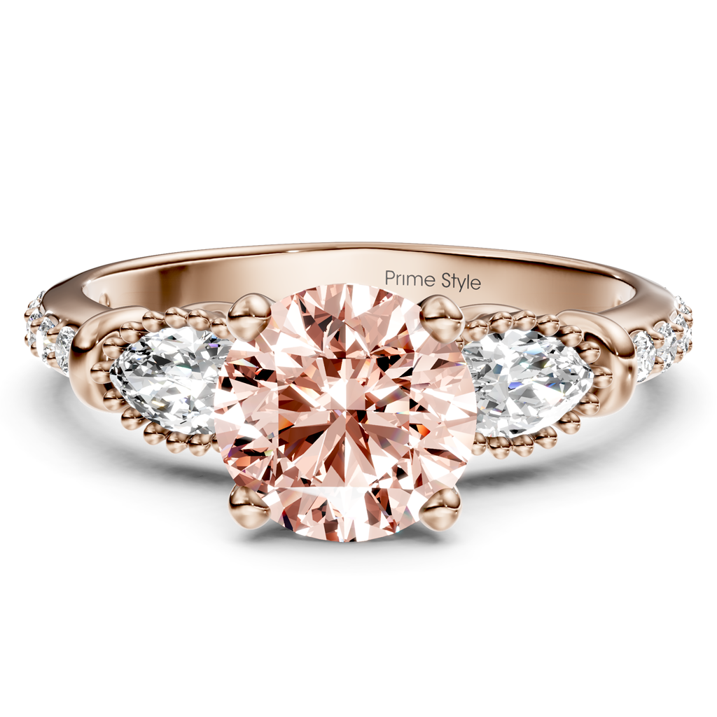 1.45-4.45 CT Marquise & Round Cut Fancy Pink Diamonds - Engagement Ring