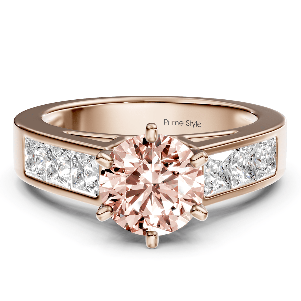 2.05 - 5.05 CT Princess & Round Cut Fancy Pink Diamonds - Engagement Ring - Primestyle.com