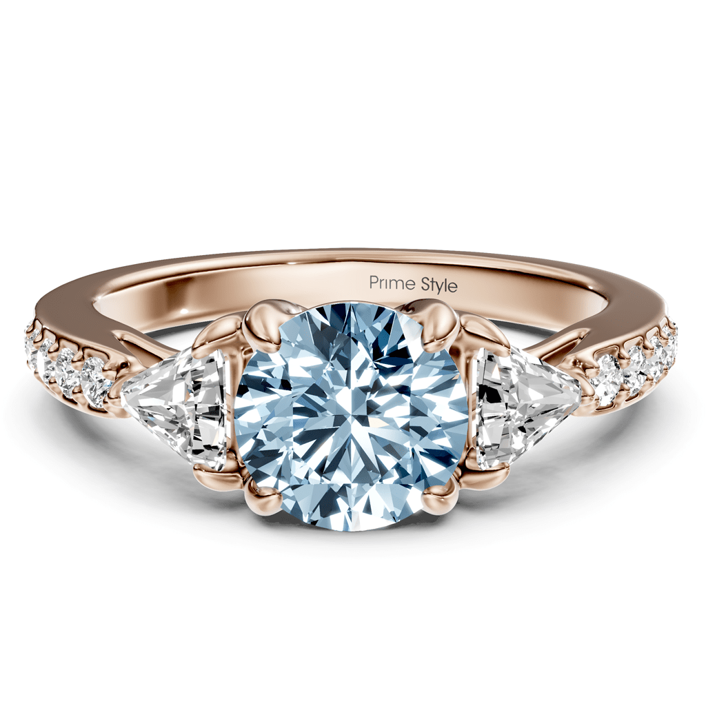 1.60-4.60 CT Round & Triangle Cut Fancy Blue Diamonds - Engagement Ring