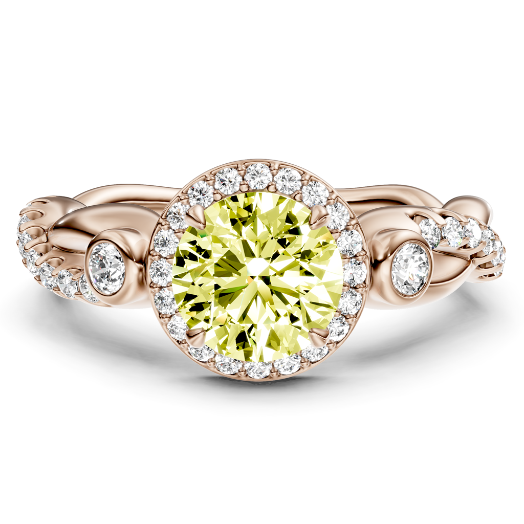 1.47-4.47 CT Round Cut Fancy Yellow Diamonds - Engagement Ring