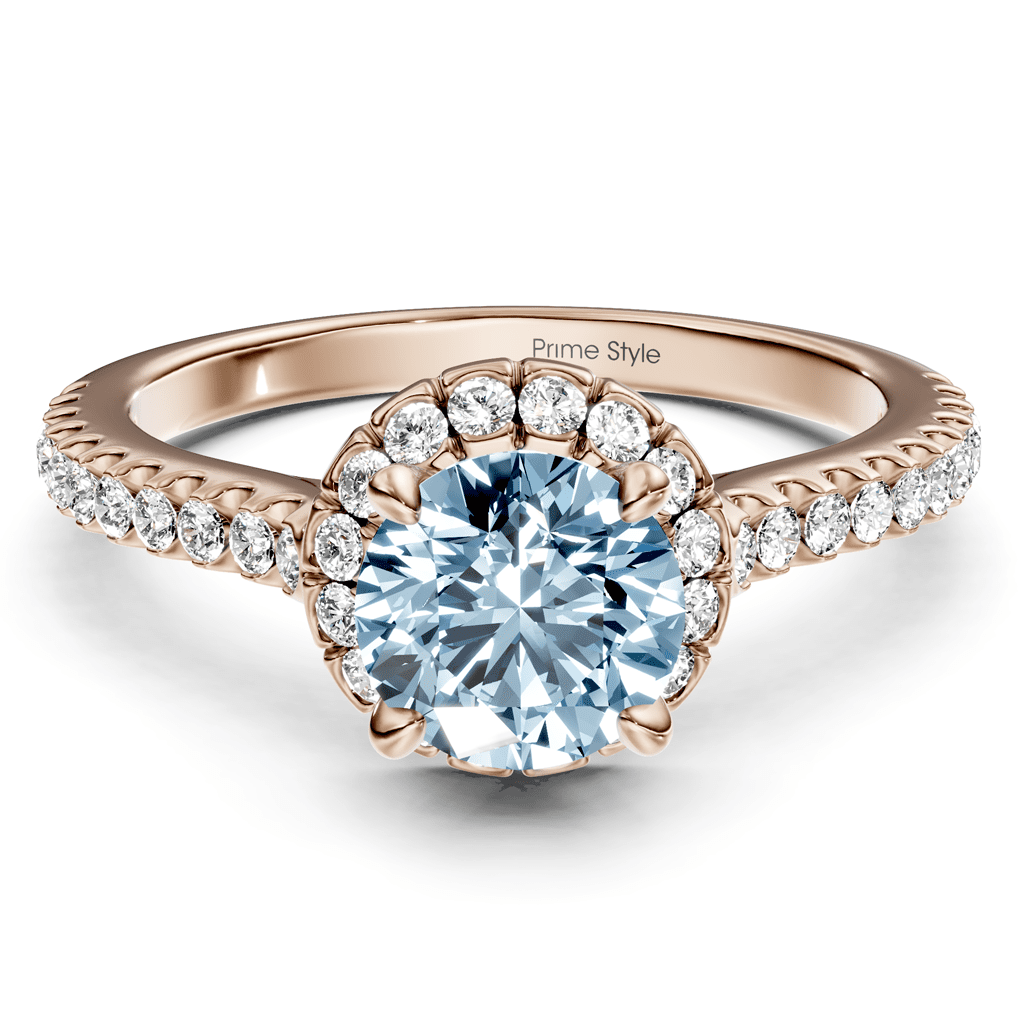 1.35 - 4.35 CT Round Cut Fancy Blue Diamonds - Engagement Ring - Primestyle.com