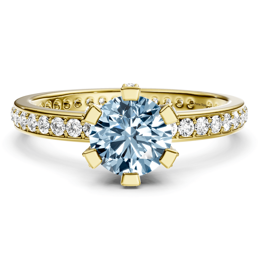 1.55 - 4.55 CT Round Cut Fancy Blue Diamonds - Engagement Ring - Primestyle.com