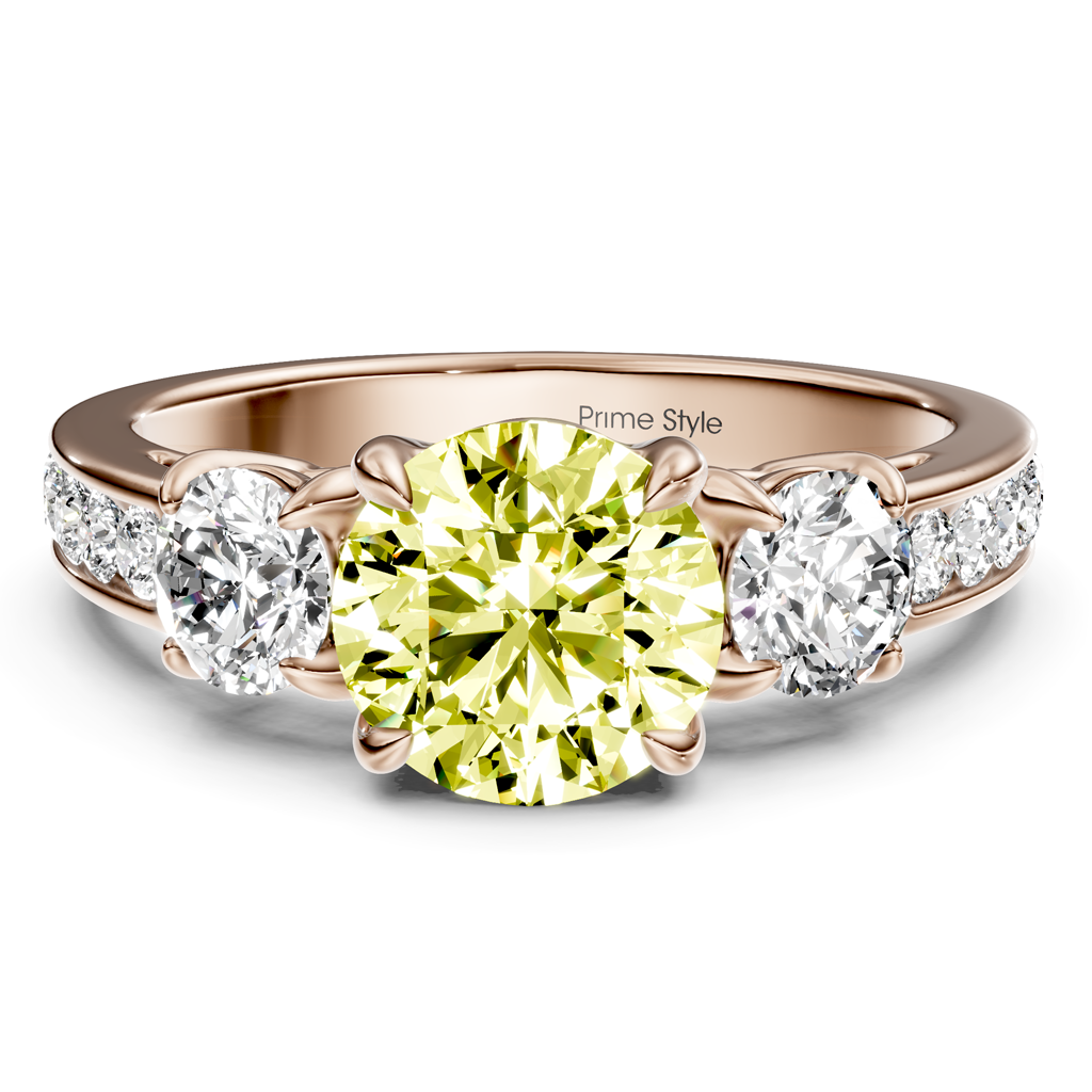 1.75-4.75 CT Round Cut Fancy Yellow Diamonds - Engagement Ring