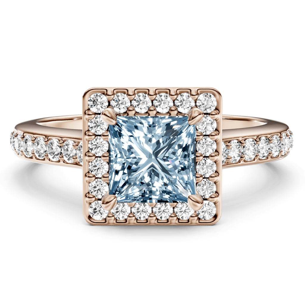 1.40 - 4.40 CT Princess & Round Cut Fancy Blue Diamonds - Engagement Ring - Primestyle.com