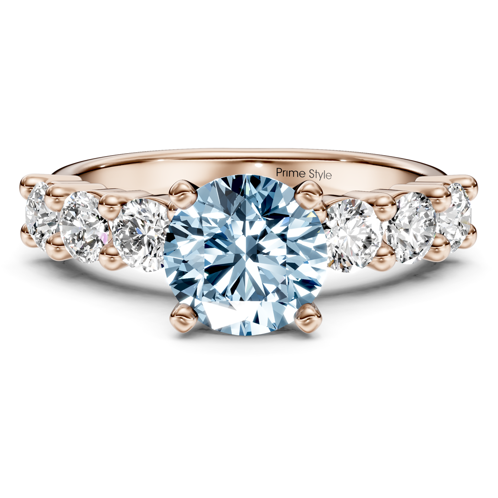 1.90-4.90 CT Round Cut Fancy Blue Diamonds - Engagement Ring