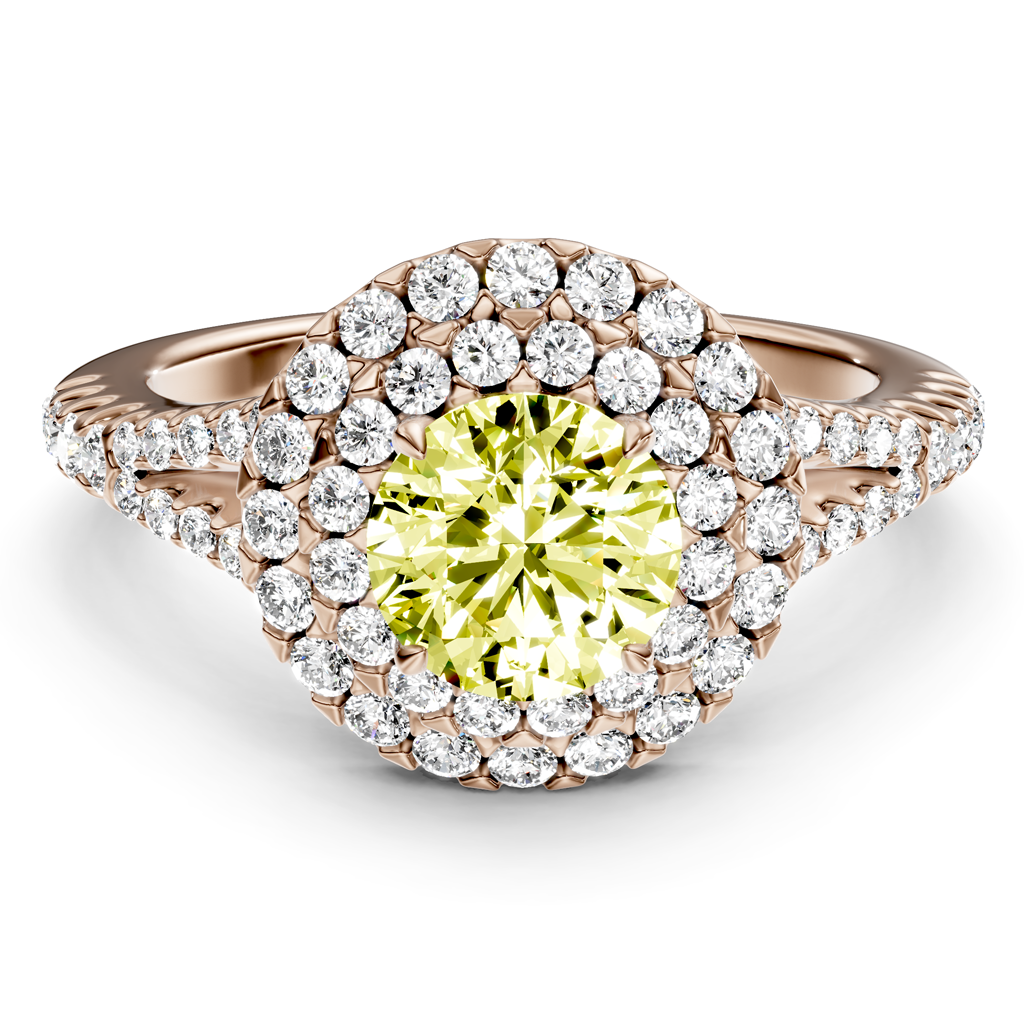 1.49-4.49 CT Round Cut Fancy Yellow Diamonds - Engagement Ring