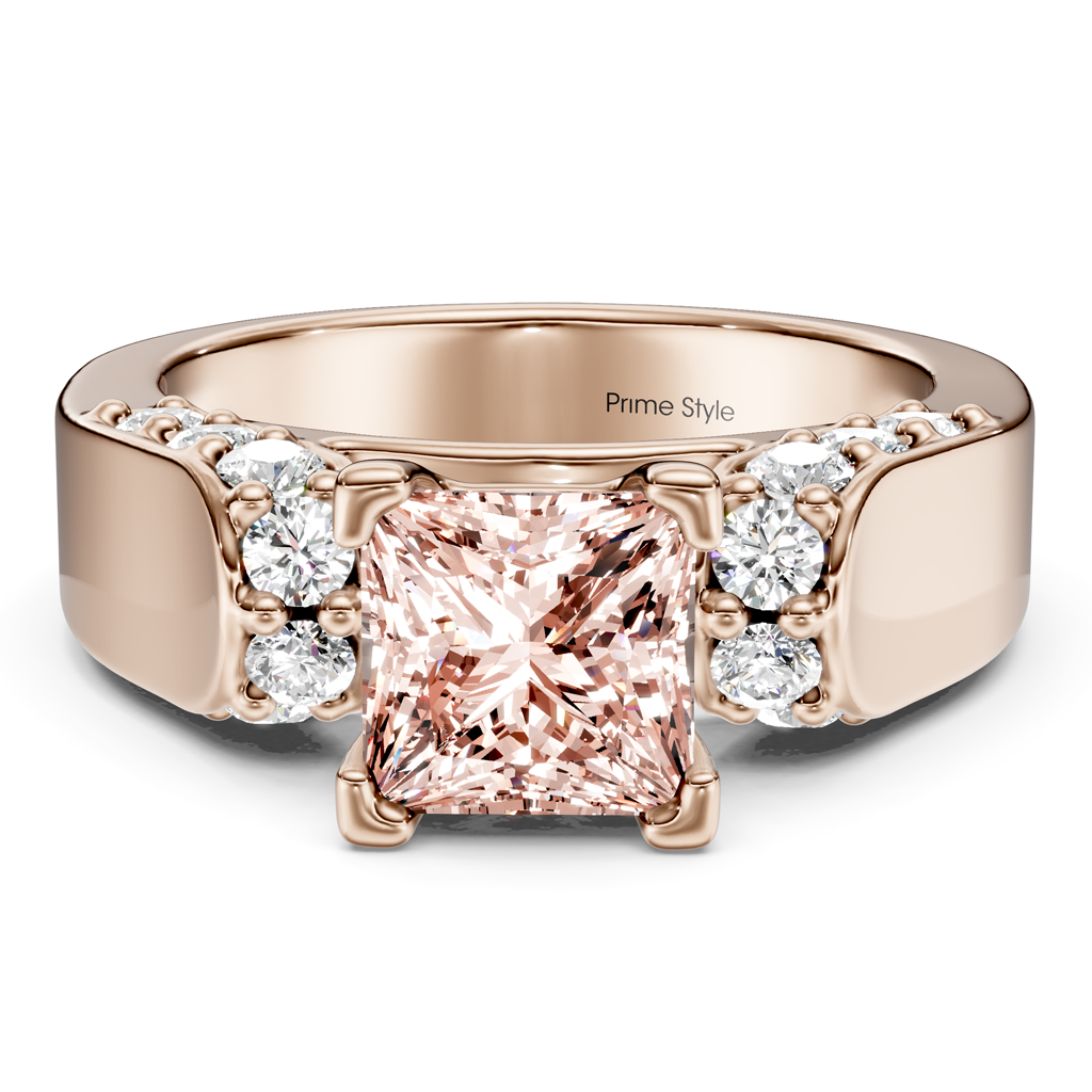 1.65-4.65 CT Princess & Round Cut Fancy Pink Diamonds - Engagement Ring