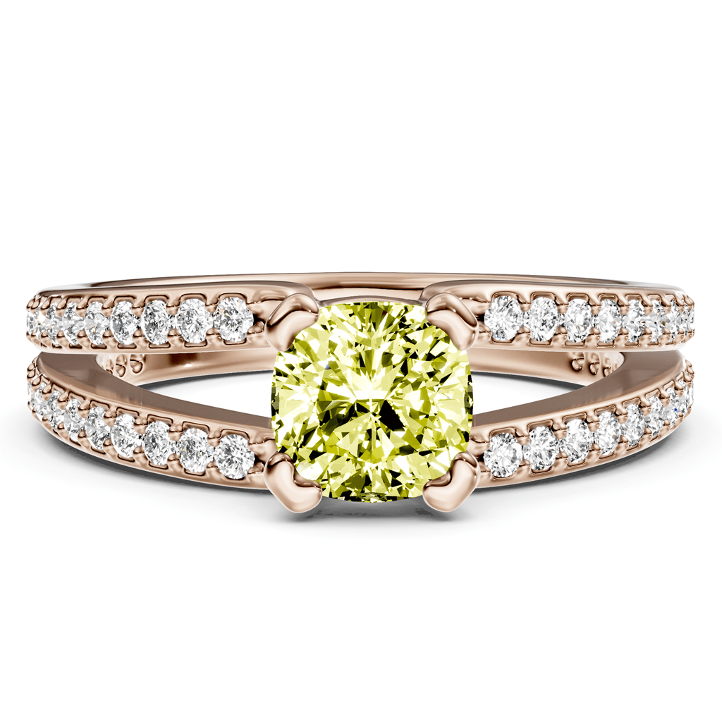 1.50 - 4.50 CT Cushion & Round Cut Fancy Yellow Diamonds - Engagement Ring - Primestyle.com