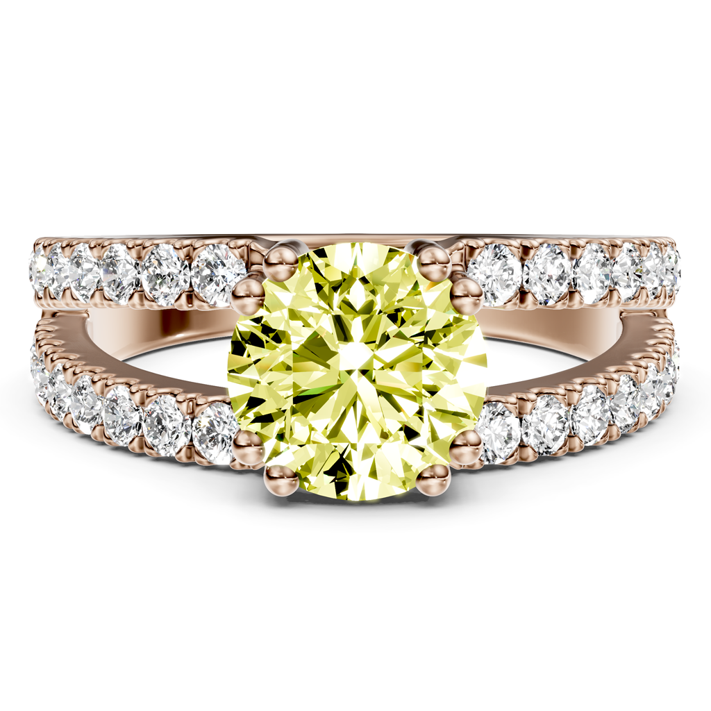 1.70-4.70 CT Round Cut Fancy Yellow Diamonds - Engagement Ring