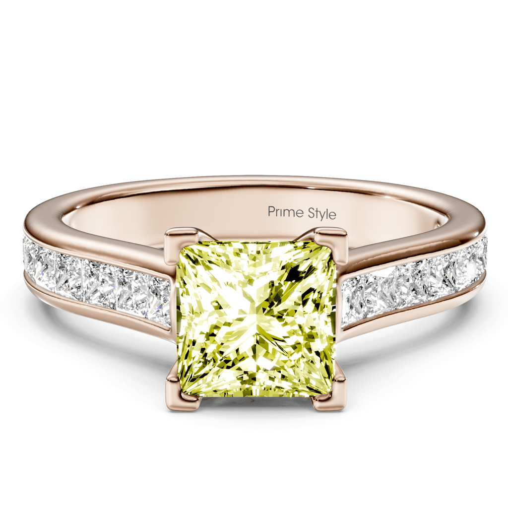 1.80 - 4.80 CT Princess Cut Fancy Yellow Diamonds - Engagement Ring - Primestyle.com