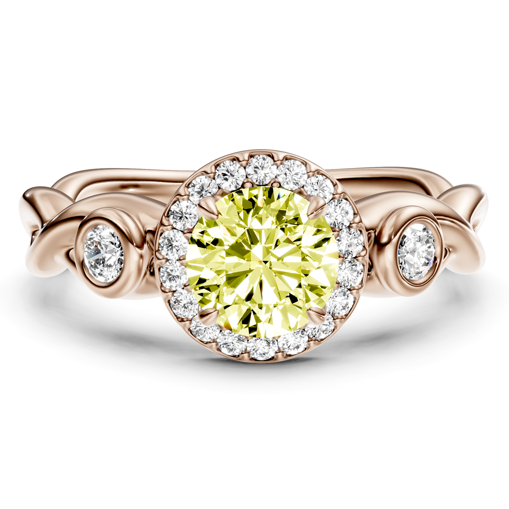 1.27-4.27 CT Round Cut Fancy Yellow Diamonds - Engagement Ring