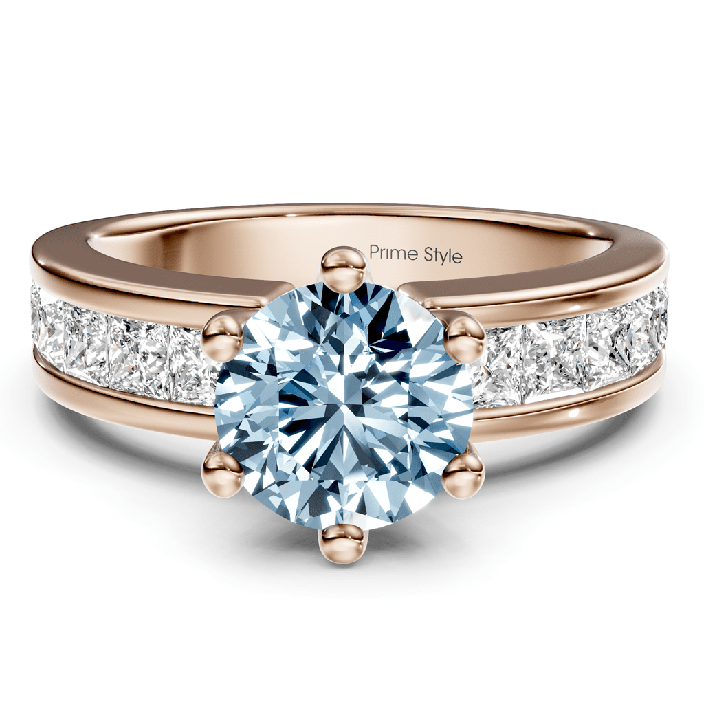 1.90-4.90 CT Princess & Round Cut Fancy Blue Diamonds - Engagement Ring