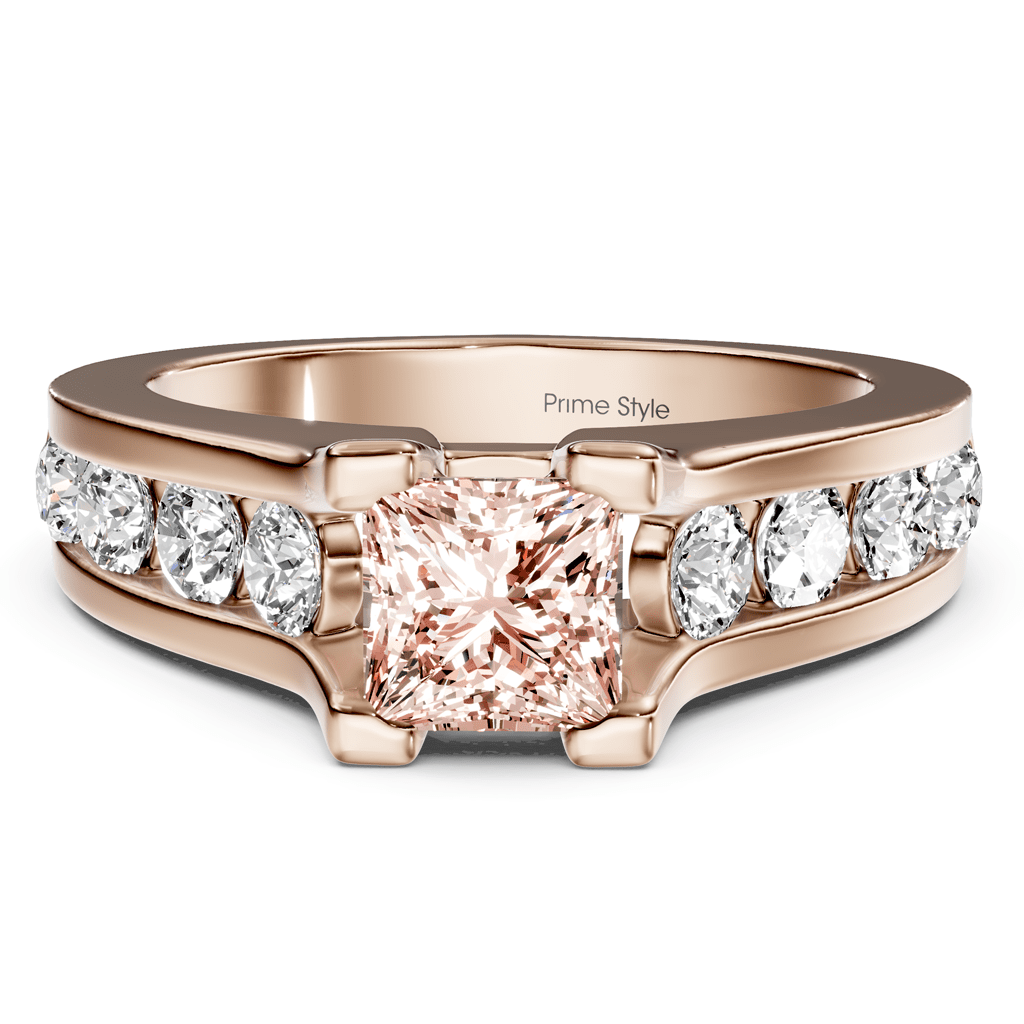 1.80 - 4.80 CT Princess & Round Cut Fancy Pink Diamonds - Engagement Ring - Primestyle.com
