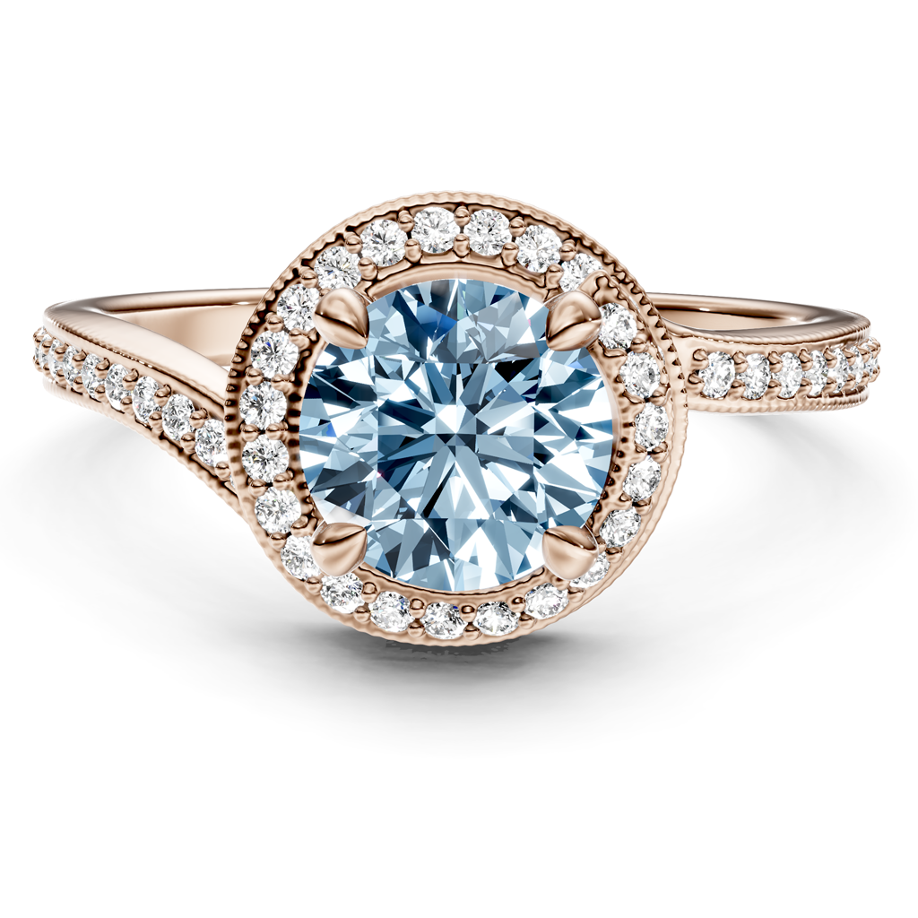 1.25-4.25 CT Round Cut Fancy Blue Diamonds - Engagement Ring