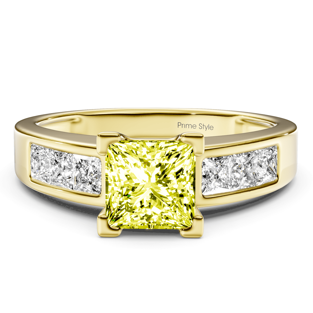 1.80 - 4.80 CT Princess Cut Fancy Yellow Diamonds - Engagement Ring - Primestyle.com