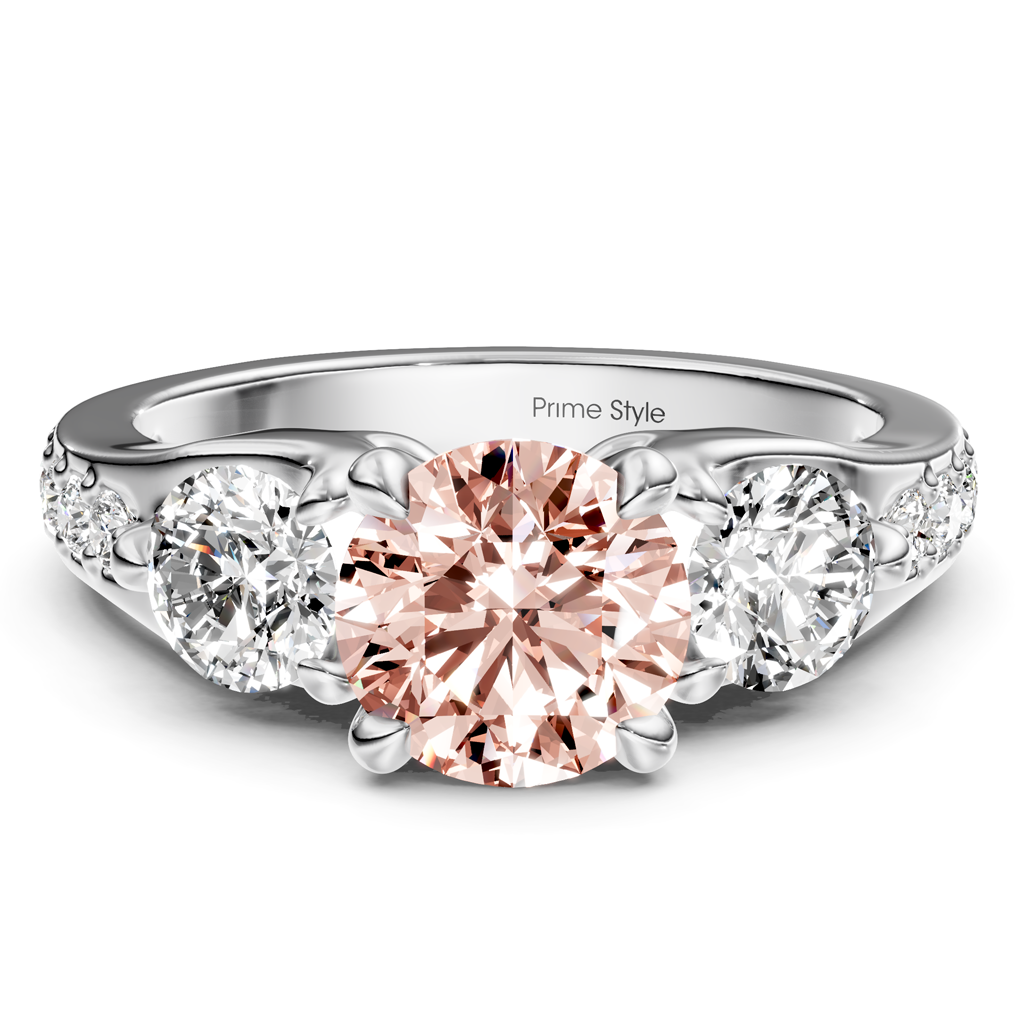 2.05-5.05 CT Round Cut Fancy Pink Diamonds - Engagement Ring