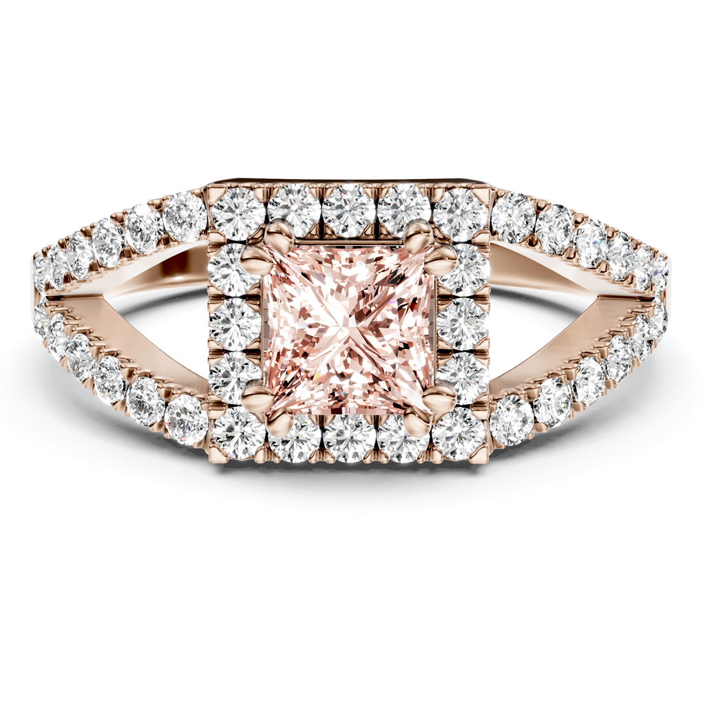 1.45-4.45 CT Princess & Round Cut Fancy Pink Diamonds - Engagement Ring