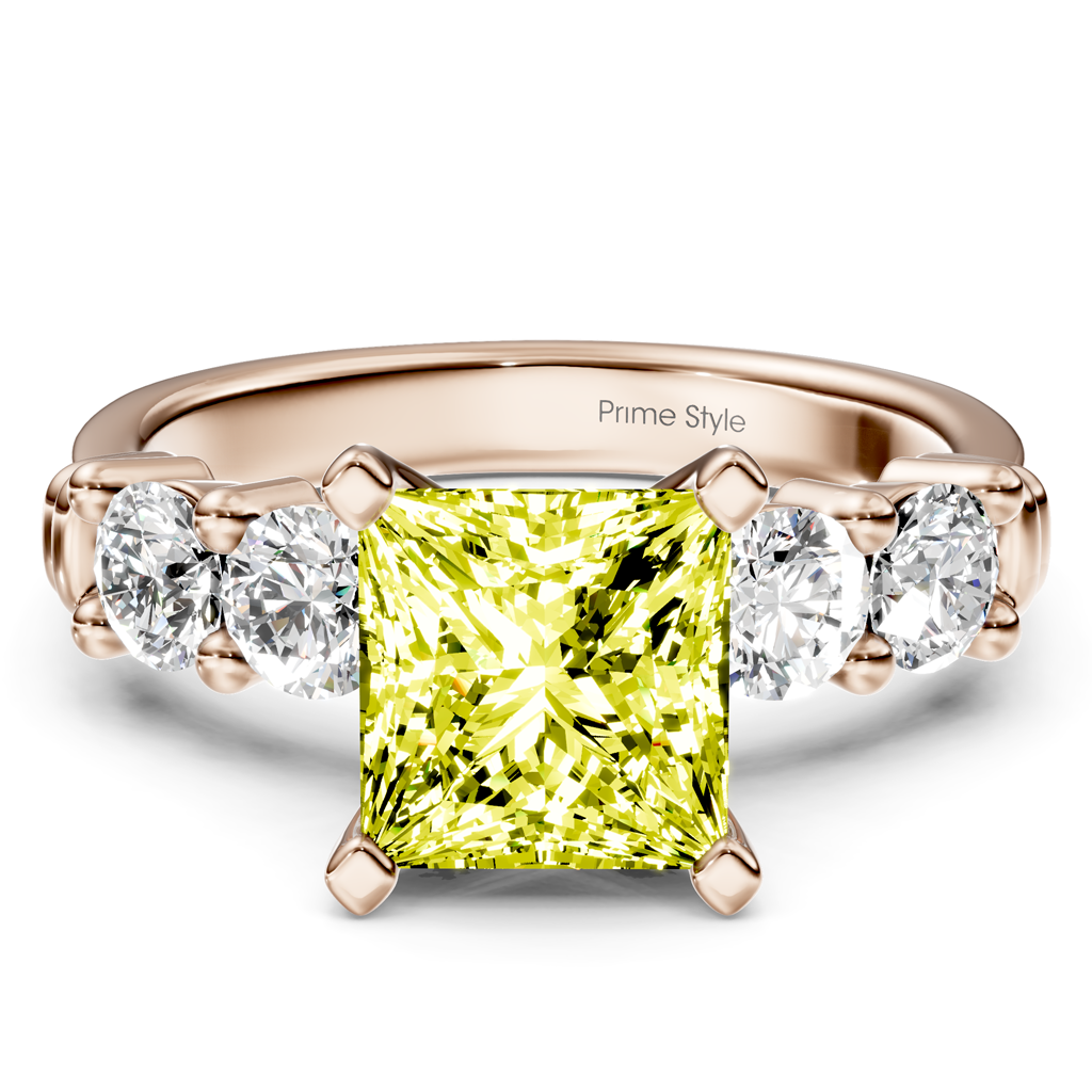 1.60-4.60 CT Round Cut Fancy Yellow Diamonds - Engagement Ring