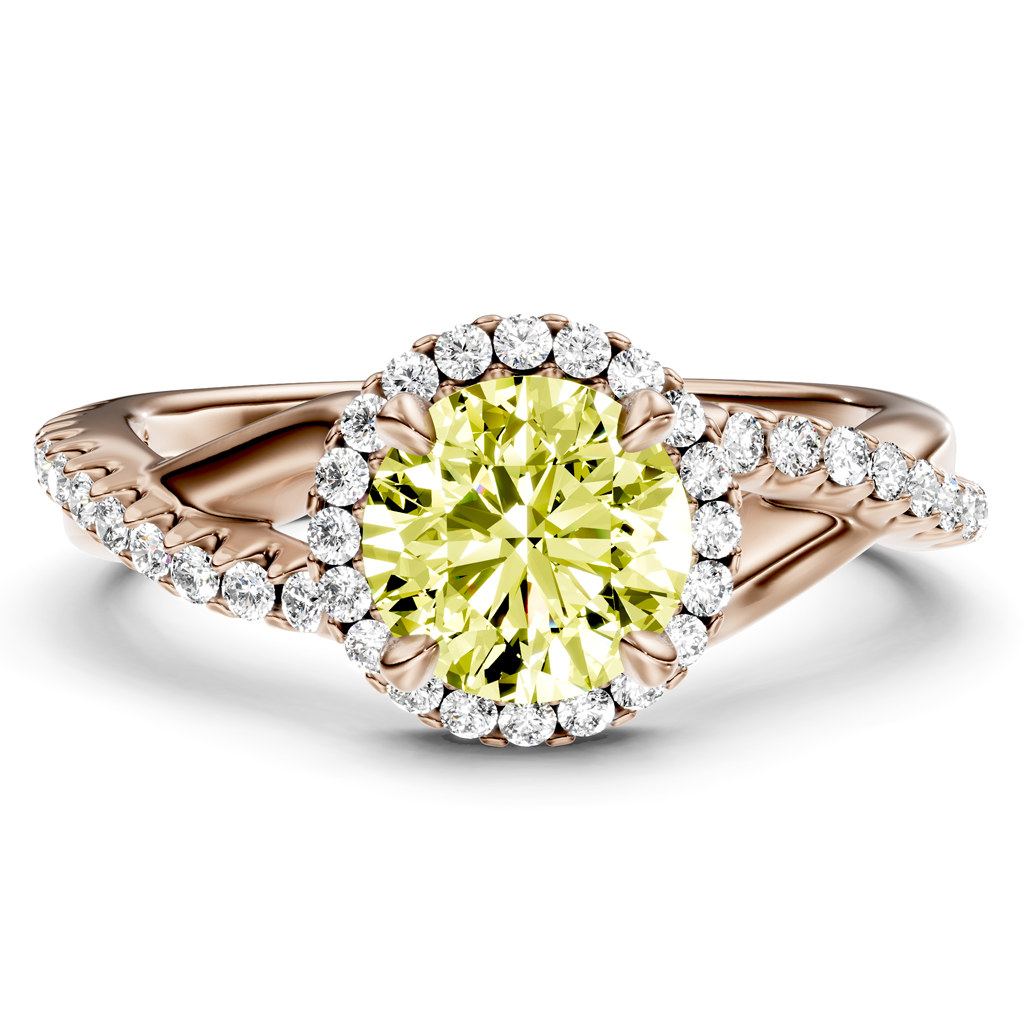 1.25-4.25 CT Round Cut Fancy Yellow Diamonds - Engagement Ring
