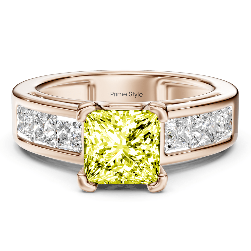 2.05 - 5.05 CT Princess Cut Fancy Yellow Diamonds - Engagement Ring - Primestyle.com