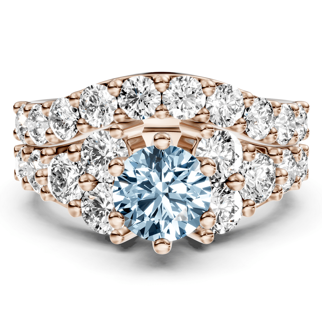 3.55-6.55 CT Round Cut Fancy Blue Diamonds - Bridal Set