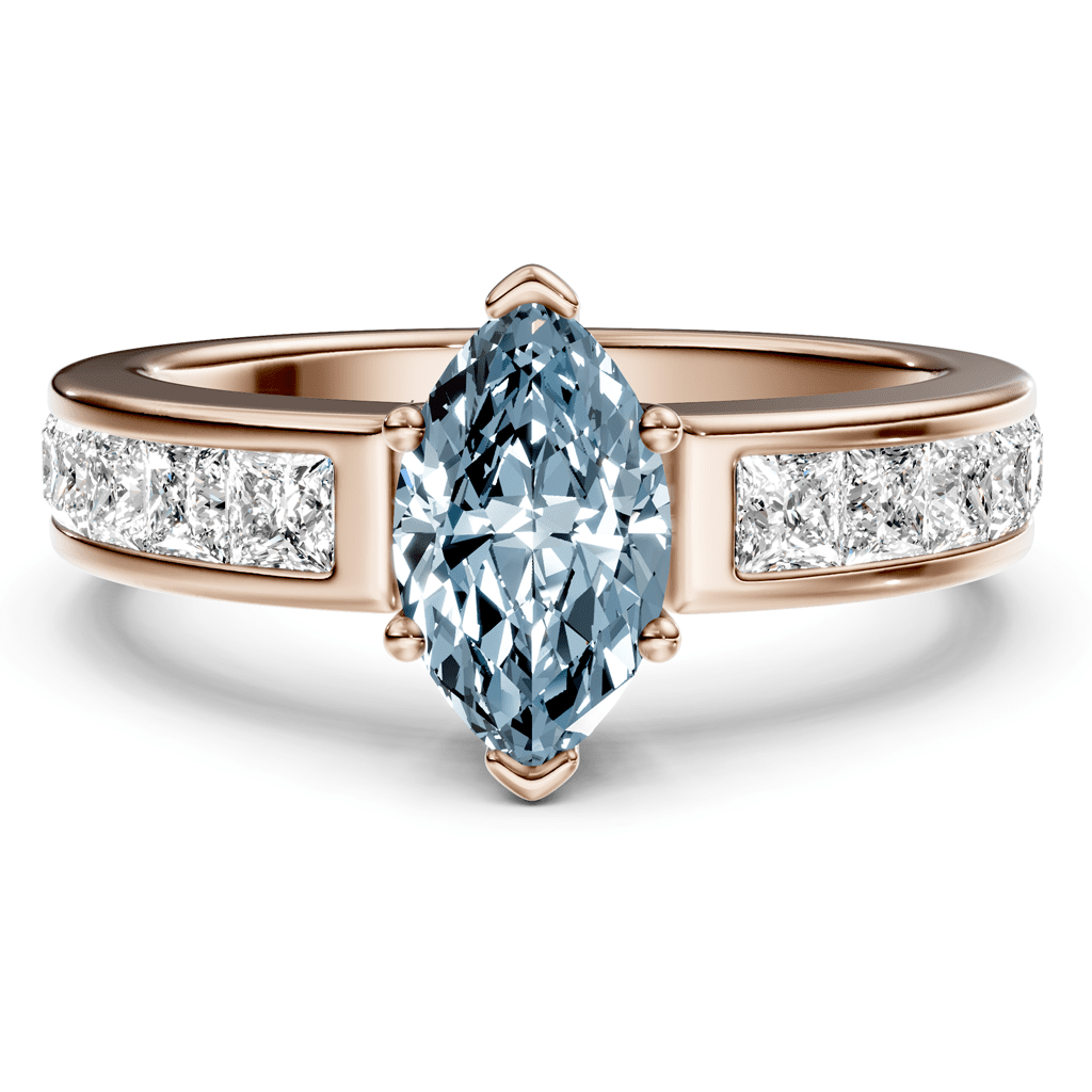 1.90-4.90 CT Princess Cut Fancy Blue Diamonds - Engagement Ring