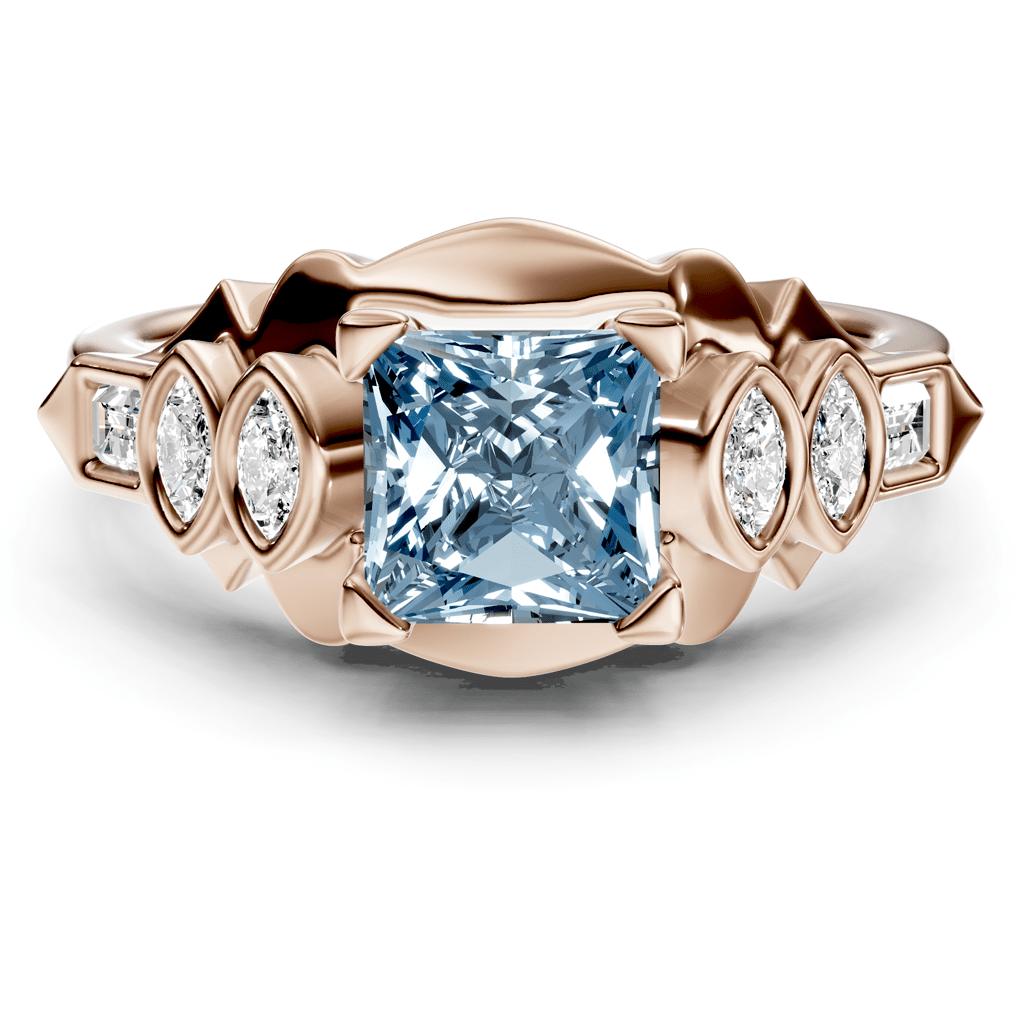 1.25 - 4.25 CT Baguette & Marquise & Princess Cut Fancy Blue Diamonds - Engagement Ring - Primestyle.com