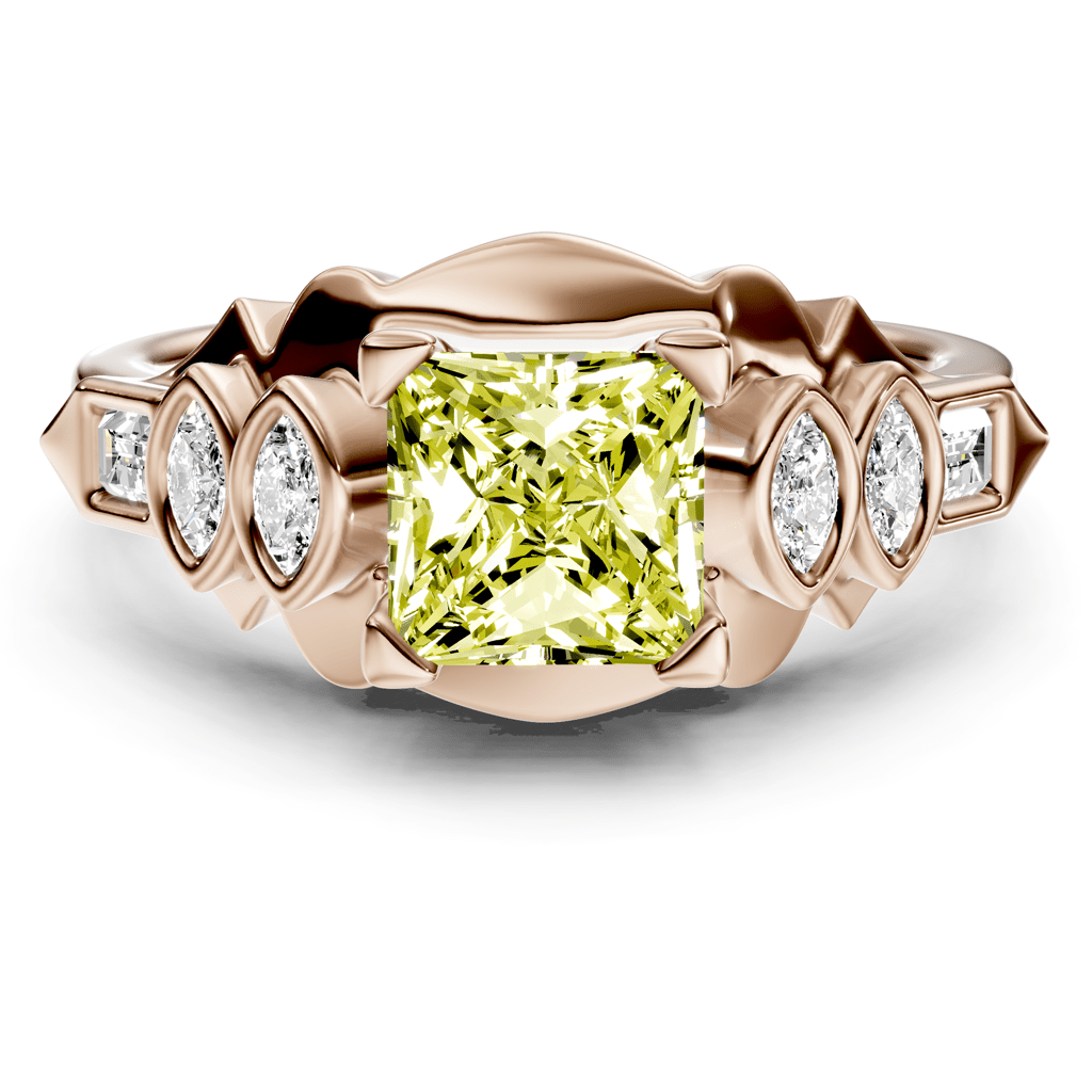 1.25-4.25 CT Baguette & Marquise & Princess Cut Fancy Yellow Diamonds - Engagement Ring