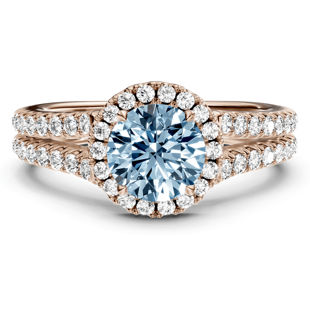 1.60 - 4.60 CT Round Cut Fancy Blue Diamonds - Engagement Ring - Primestyle.com